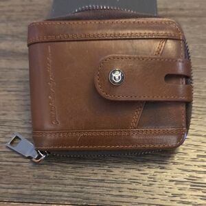 Brown Leather Wallet with Zipper